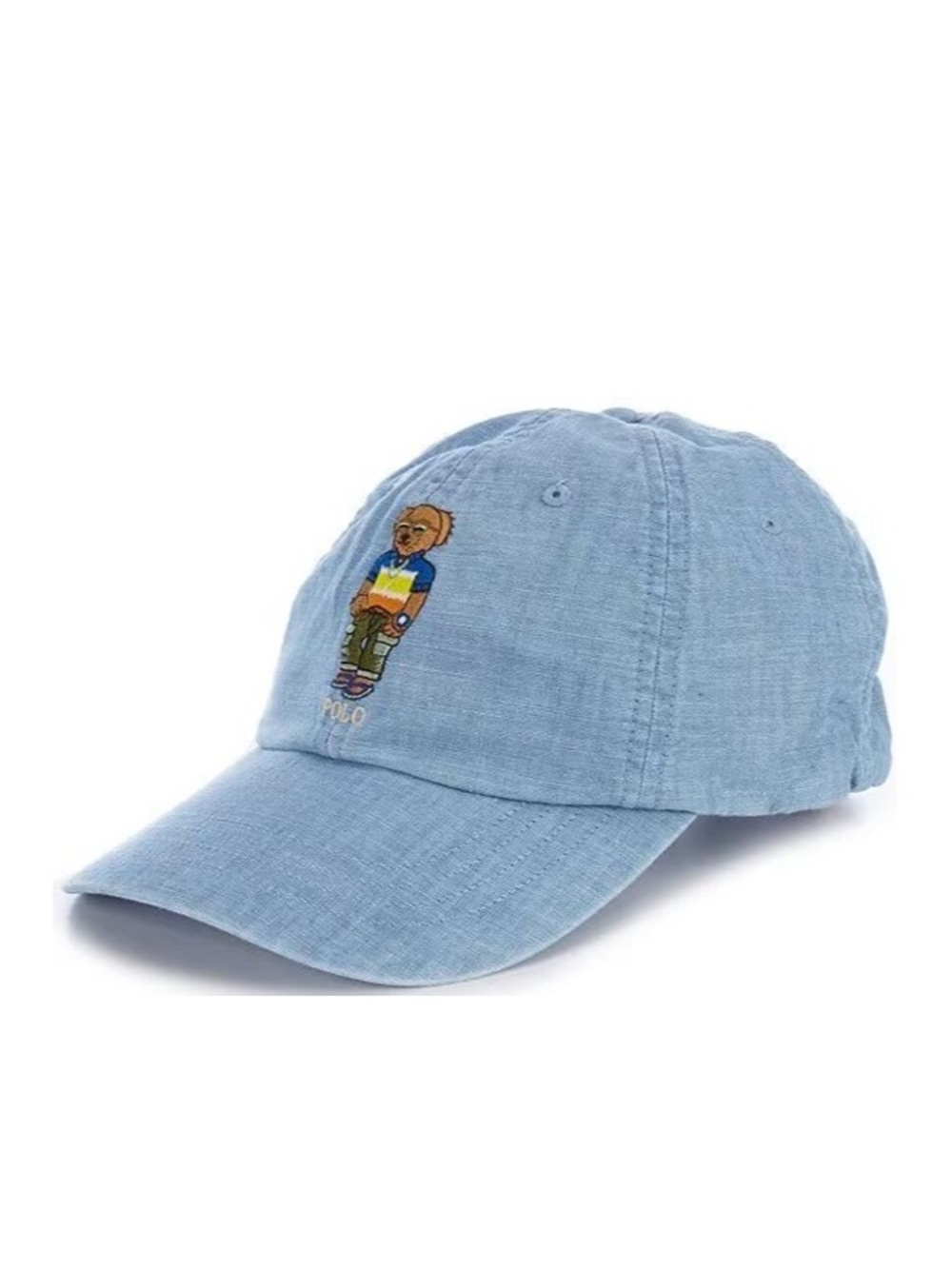 Polo by Ralph Lauren Chambray Blue Bear Cap with Colorful Embroidery